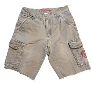 Y2K FUBU‎ The Collection Shorts Men 32 Grey Cargo Embroidered Patch Gorpcore VTG